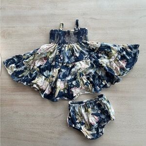 Ralph Lauren Floral Baby Girl Dress with Bloomers in Blue Pink 6 months NWOT
